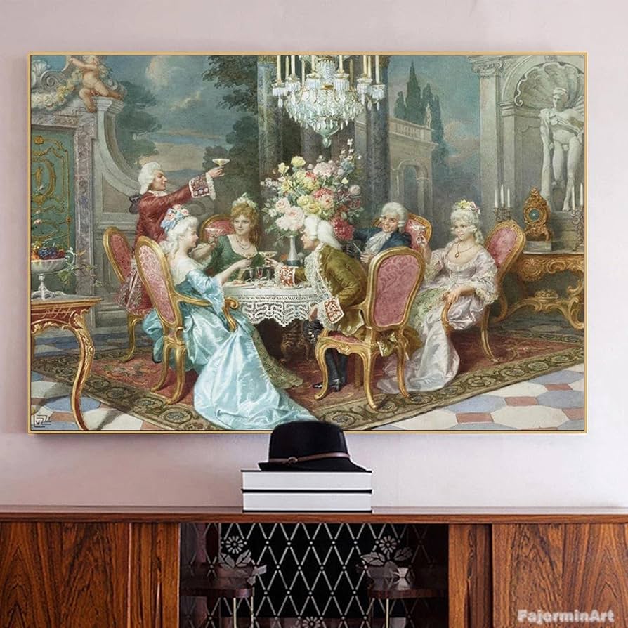 Amazon.co.jp: クラシックな宮廷貴族の飲酒パーティーキャンバス